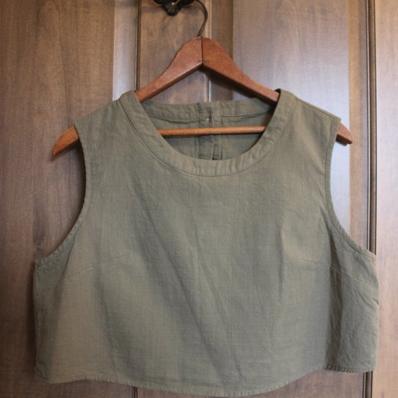 Olive Mustard Cropped Utility Sleeveless Top